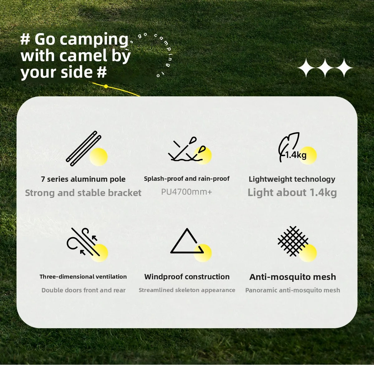 Camel Ultralight Two Person Tent for Travel Waterproof Outdoor Camping