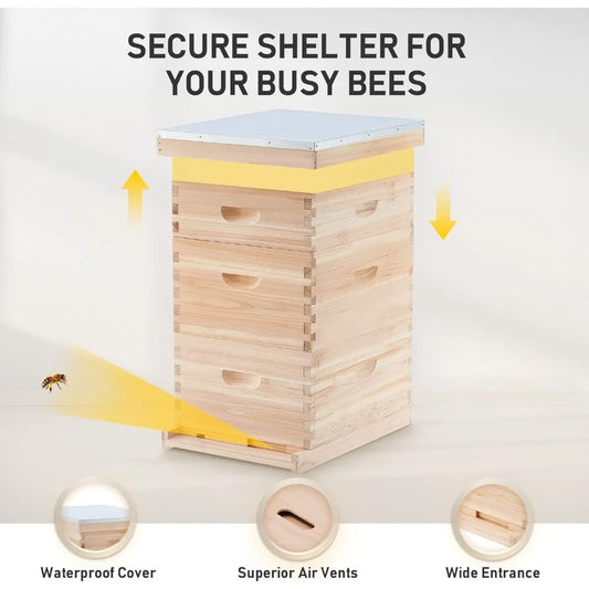 Langstroth Beehive 3 Layer With 10 Medium 20 Deep Frames