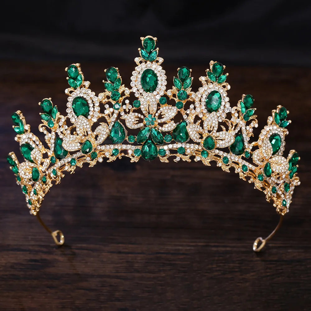 Baroque Luxury Water Drop Crystal Flower Bridal Tiaras Crown Rhinestone Pageant Diadem Bride Headpieces Wedding Hair Accessories