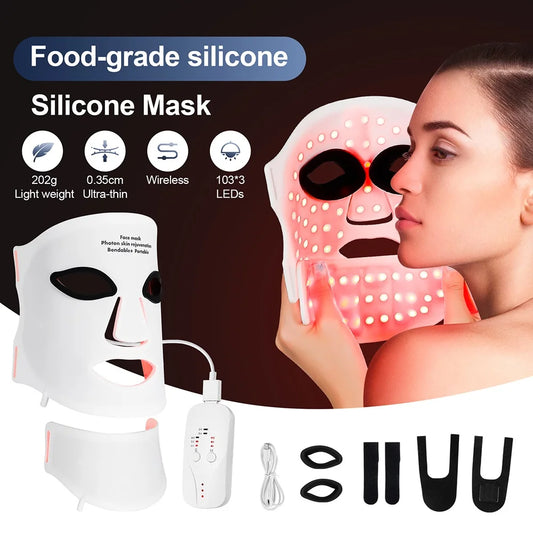 Foreverlily Silicone LED Mask With Neck Photon Therapy Light