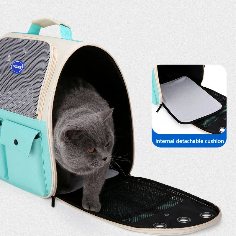 Ventilated Cat Backpack With Adjustable Straps For Outdoor Travel