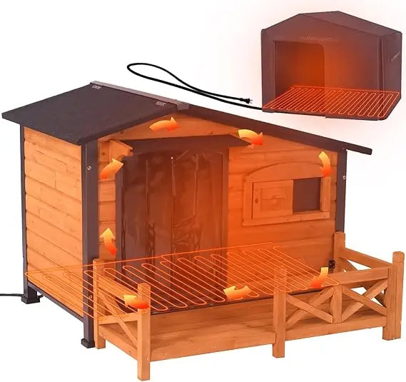 GUTINNEEN Outdoor Heated Dog House With Safe Heated Pad