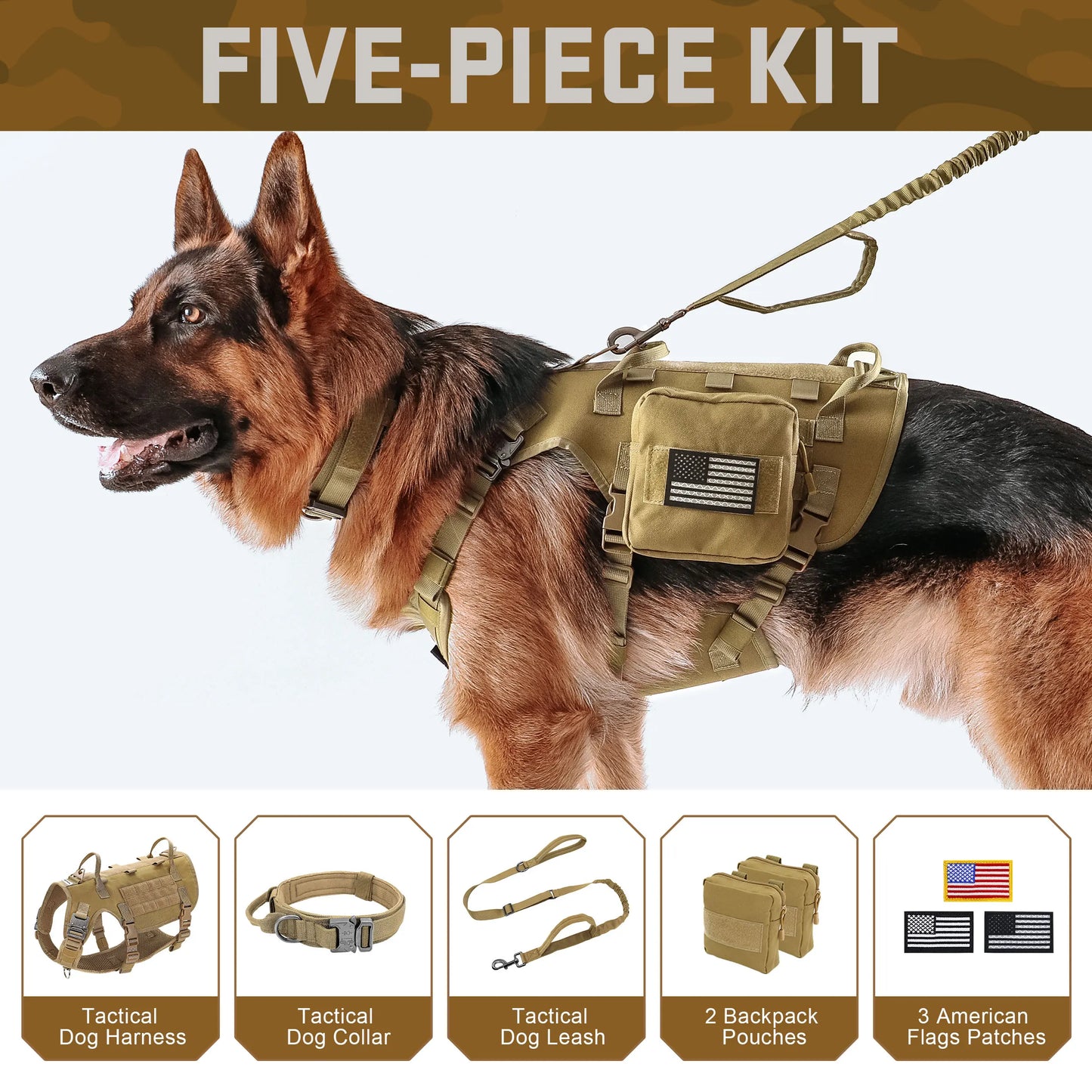 PET ARTIST Military Tactical Dog Harness And Leash Set