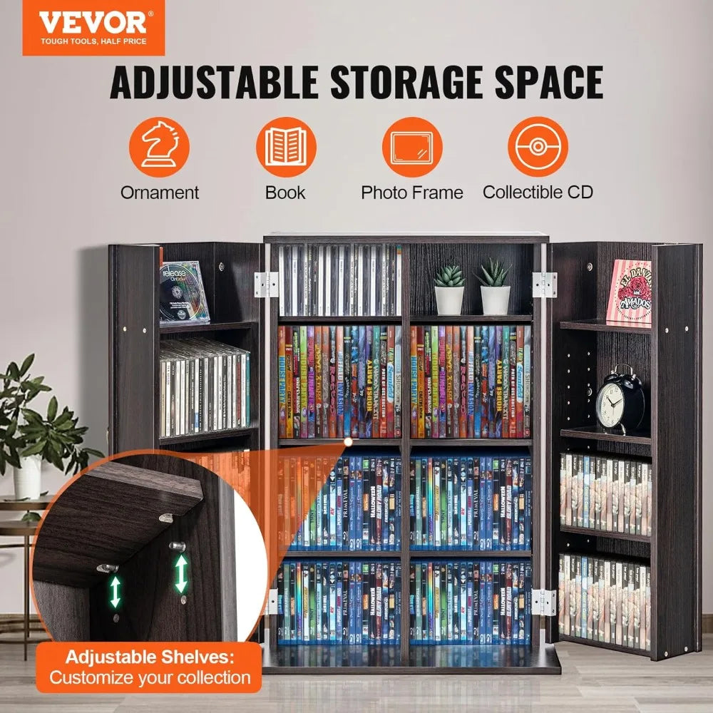 Adjustable Media Storage Cabinet for CD DVD and Video Games