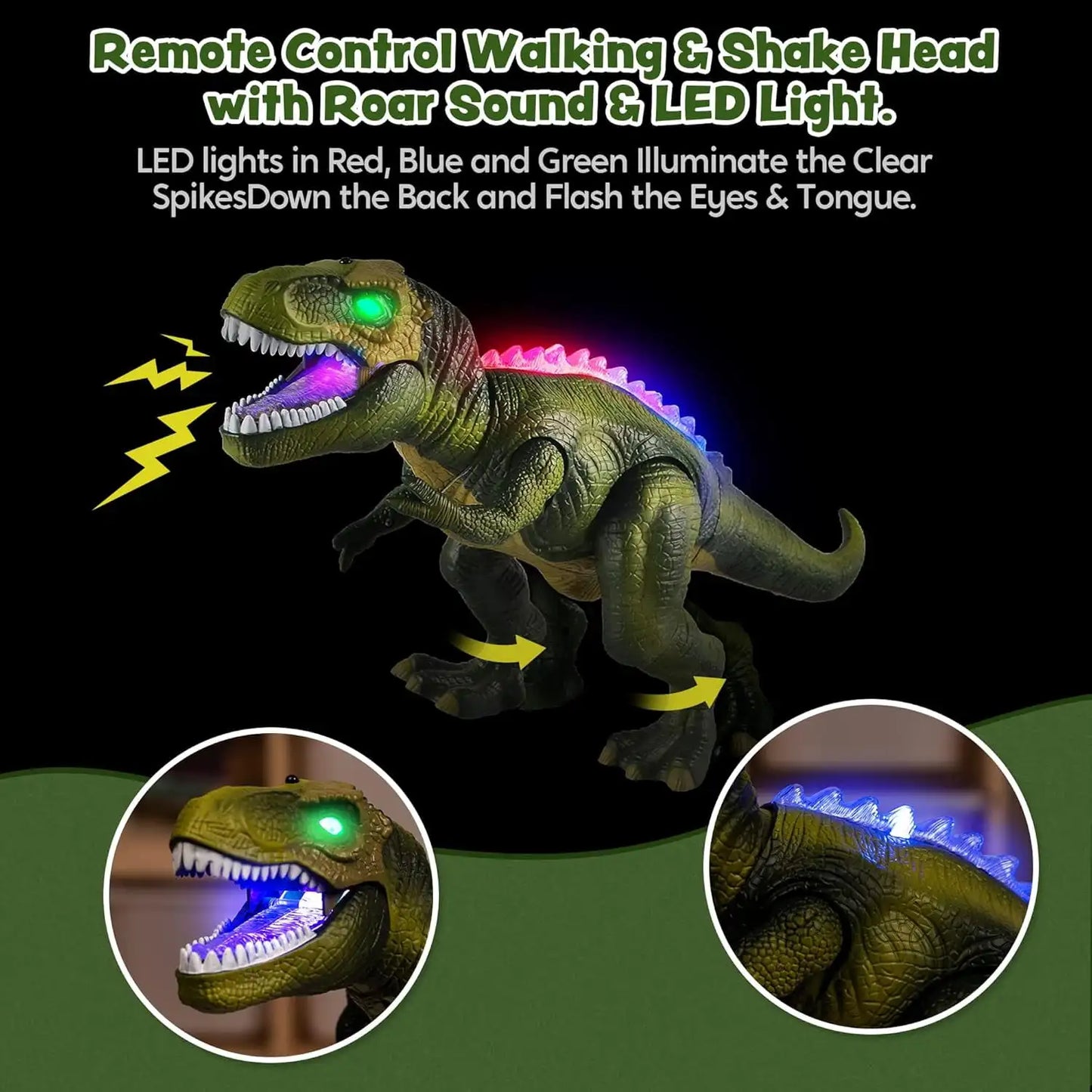 Joyfy Remote Control Walking T Rex Dinosaur Toy With Lights