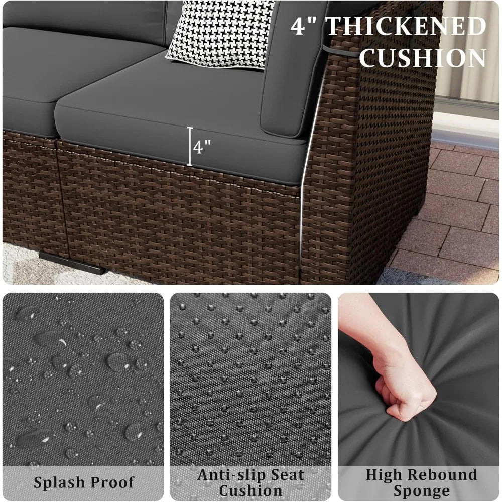 Outdoor Patio Furniture Set With Gas Fire Pit Rattan Sectionals