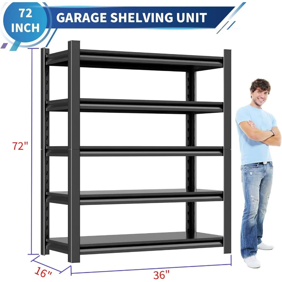 Heavy Duty Garage Shelving Unit Two Pack Five Tier Adjustable