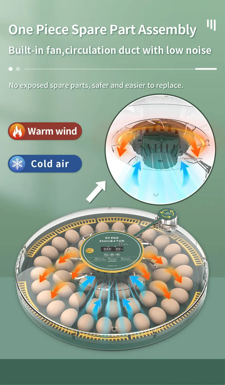 Egg Incubator With Automatic Turning Temperature And Humidity Monitor