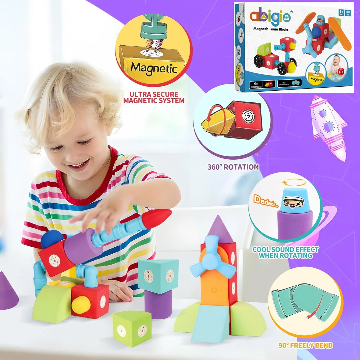 Foam Magnetic Building Blocks for Preschool Montessori Autism Toys
