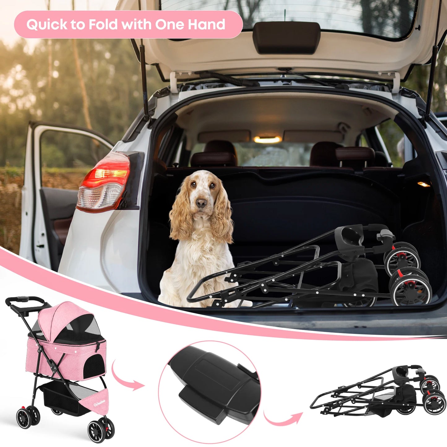 CHIHUAUA Foldable Pet Stroller For Small Dogs And Cats