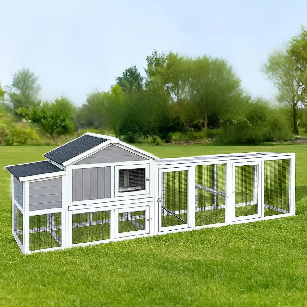 Farm Animals Wooden Chicken Coop With Run Weatherproof Nest Box