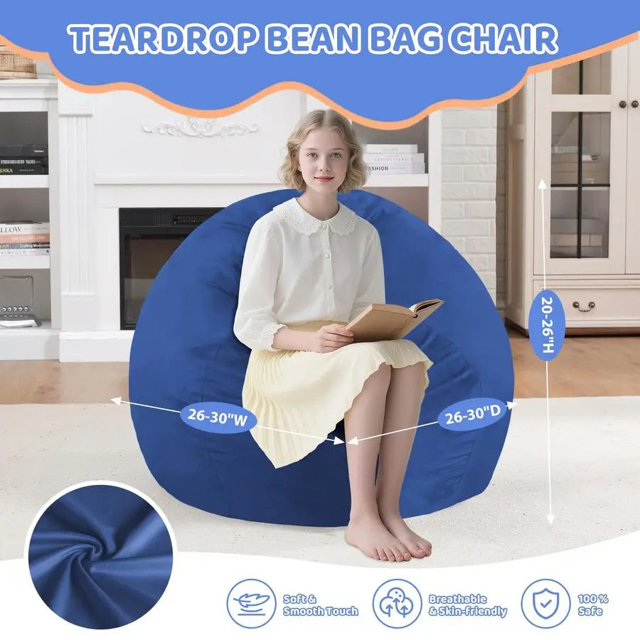 Bean Bag Chair, Comfy Bean Bag Chairs with Memory Foam Filled, Fluffy Beanbag Sofa with Dutch Velvet Cover, Teardrop BeanBag Cha