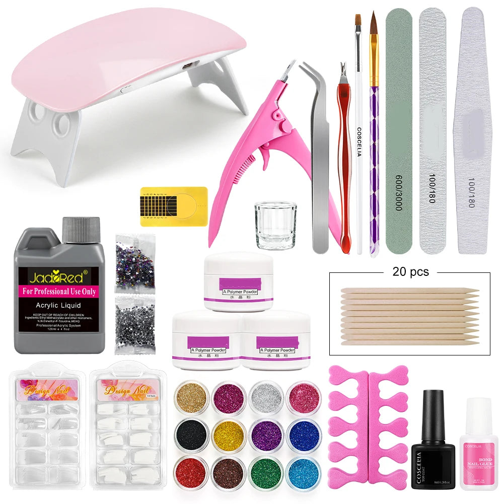 Acrylic Nail Kit For Beginners With UV Lamp And Tools