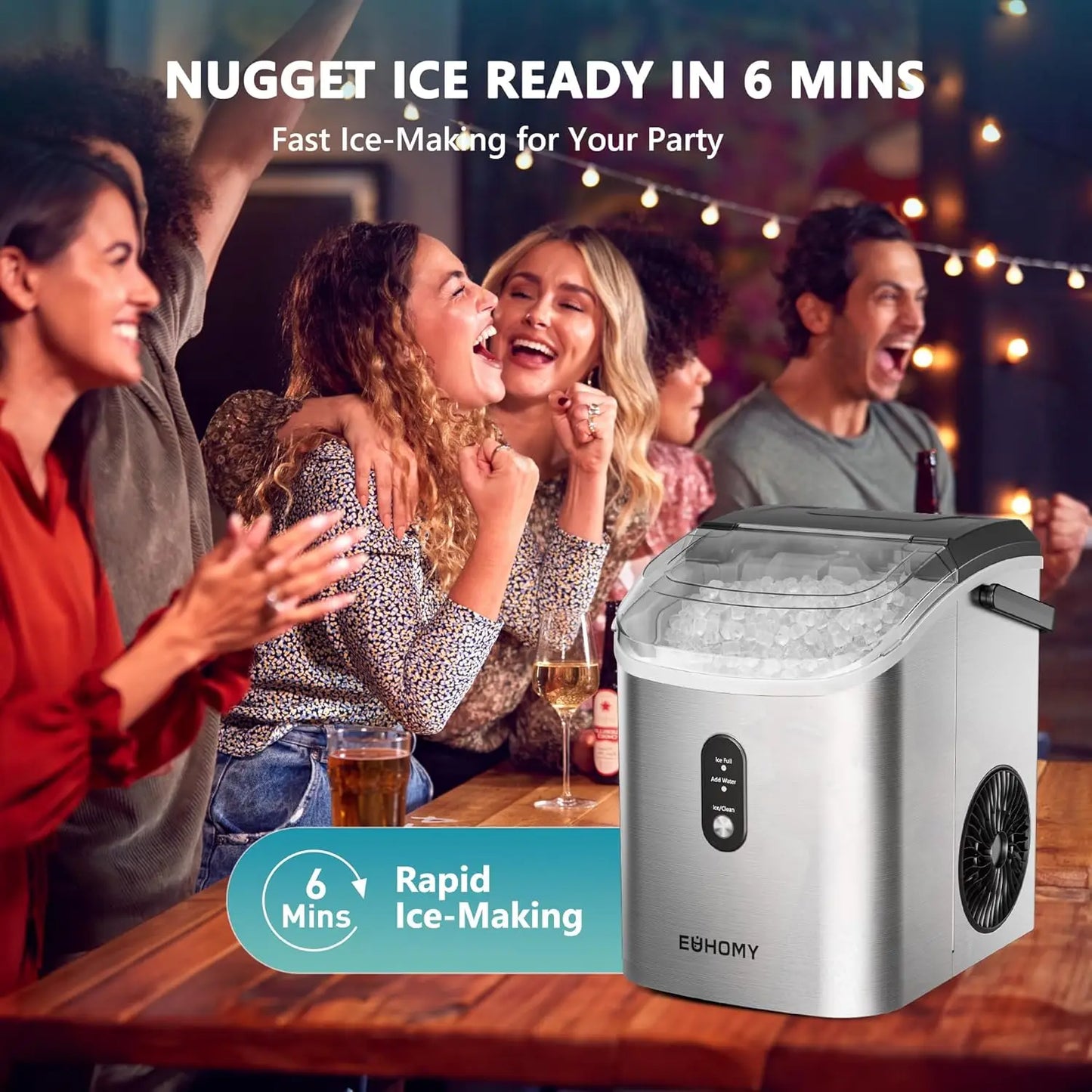 Nugget Ice Maker Countertop With Handle Portable