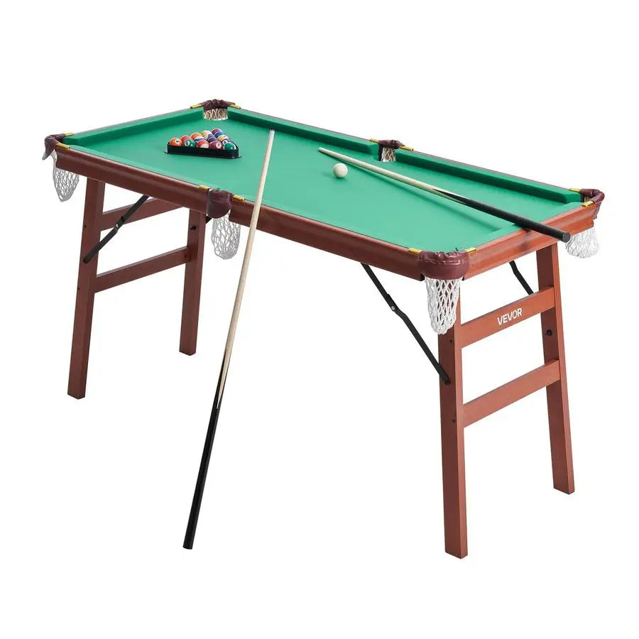Folding Pool Table,Portable Billiards Tables, Foldable SpaceSaving Entertainment Game Set Includes Ball, Cue, Rack, Chalk, Brush