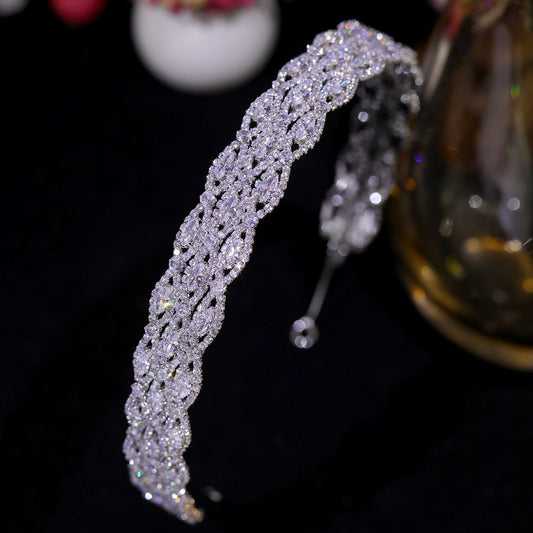 ASNORA 2026 Cubic Zirconia Bridal Headband Wedding Headpiece Luxury CZ Tiaras Crowns For Women Bride Wedding Party Hair Jewelry