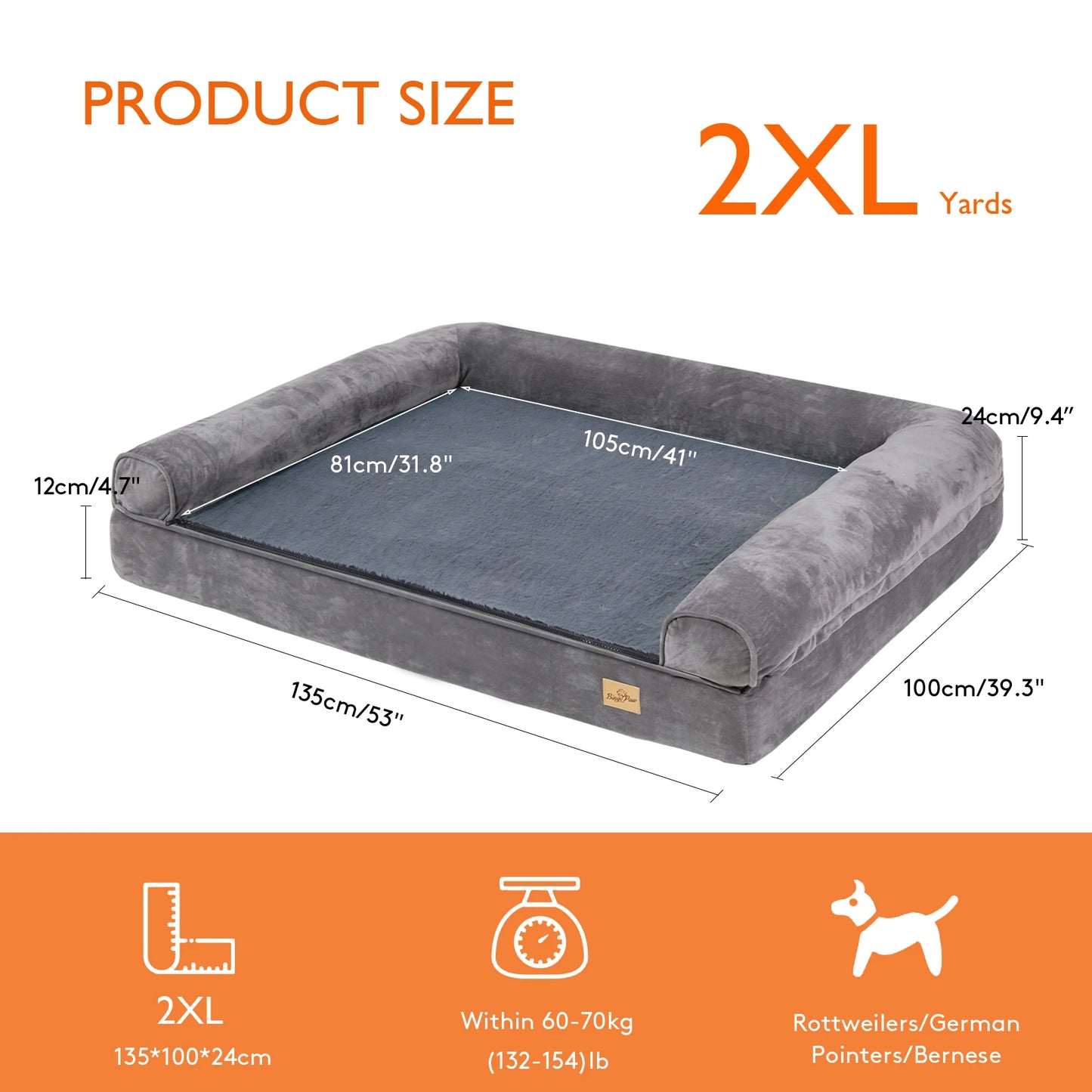 Bingopaw Orthopedic Dog Bed For Large Dogs With Removable Washable Cover And Plush Support