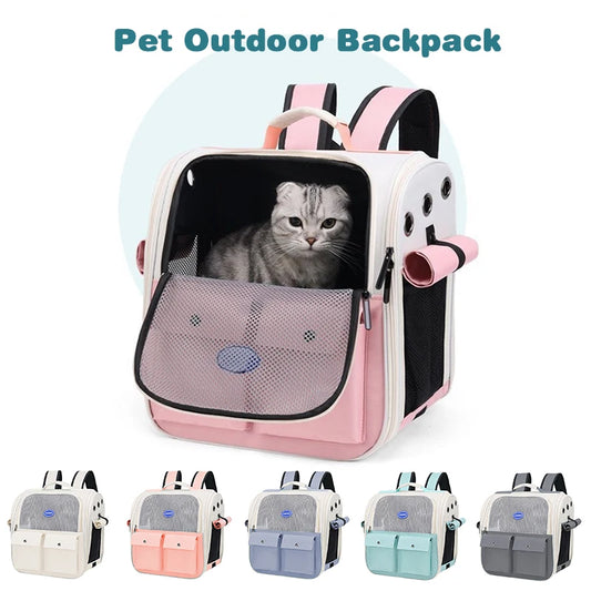 Ventilated Cat Backpack With Adjustable Straps For Outdoor Travel