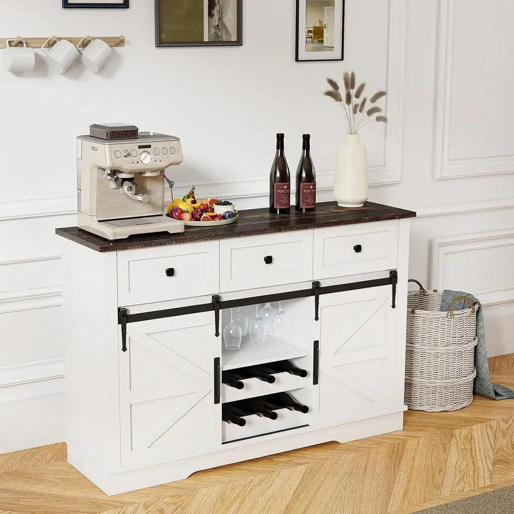 Wine Bar Cabinet With Sliding Doors And Glass Rack