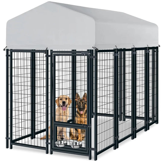 Outdoor Dog Kennel Heavy Duty Welded Wire Steel With Lock
