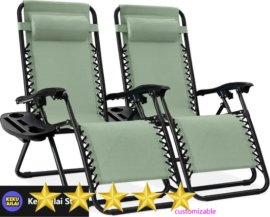 XMSJ Zero Gravity Lounge Chairs Set With Pillows Cup Holders