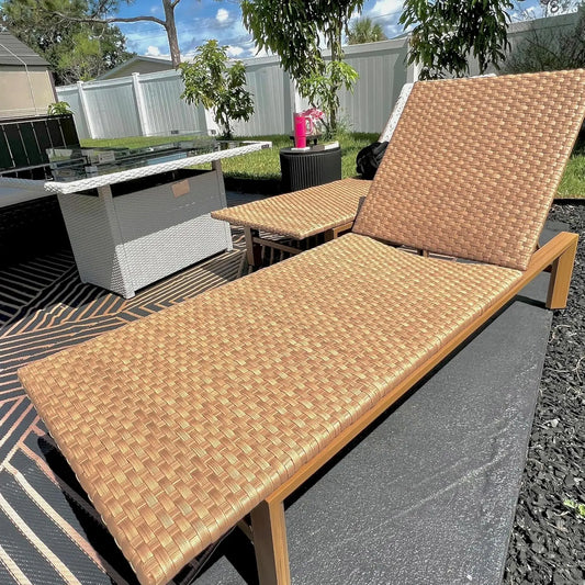 Patio Chaise Lounge Chair Outdoor Wicker Sunbathing