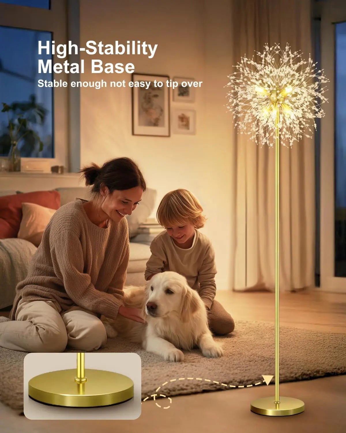 XMSJ Mid Century Crystal Floor Lamp With Foot Switch