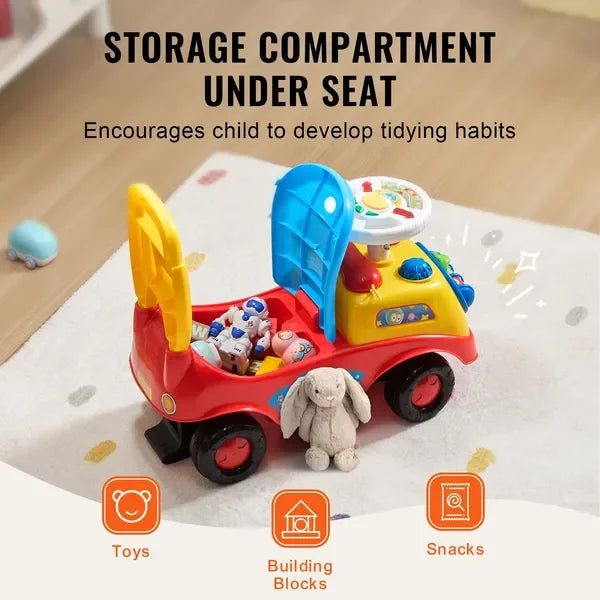 Ride On Push Car For Toddlers 1 To 3 With Music Steering Wheel