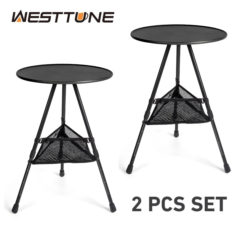 Ultralight Folding Outdoor Round Table Set With Mesh Bag