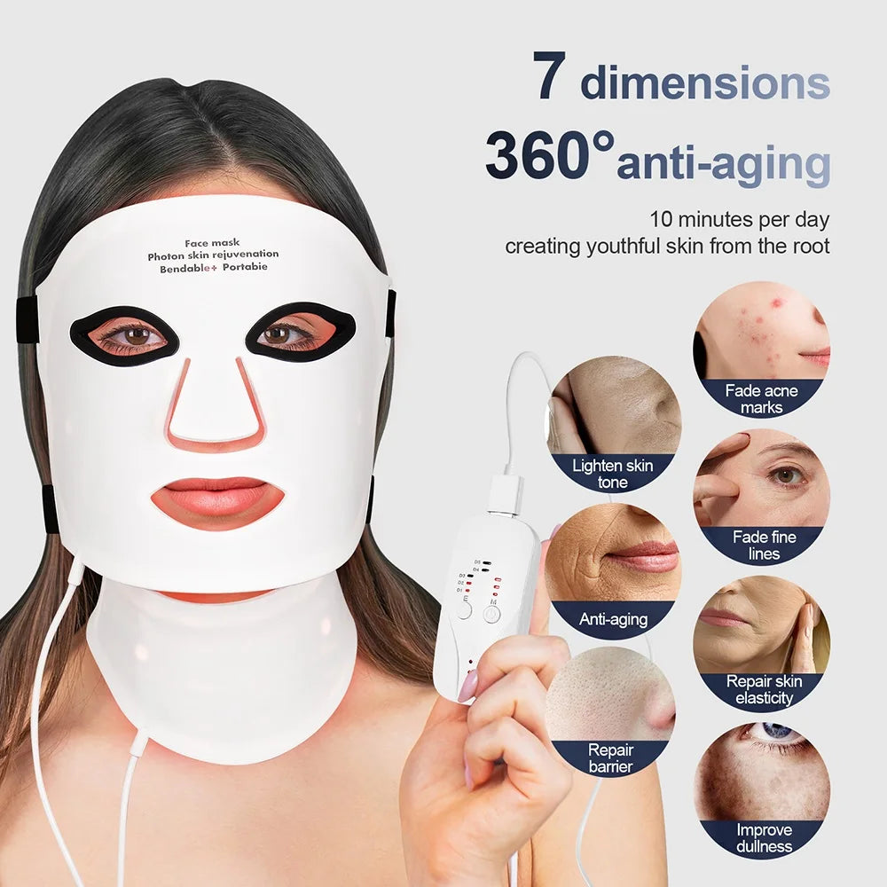 Foreverlily Silicone LED Mask With Neck Photon Therapy Light