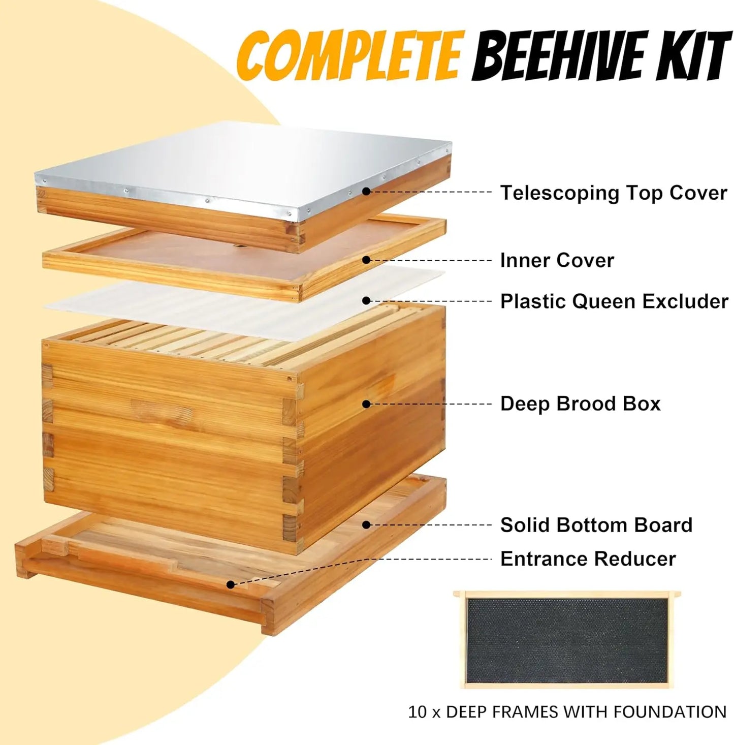 XMSJ Honey Lake Beehive Starter Kit Beekeeping Supplies
