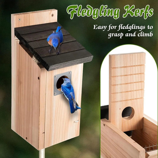 Bird Nest Hangable Hummingbird Nest House for Outside Wooden Waterproof Birdhouse Hut Decoration for Patio Lawn Tree Window