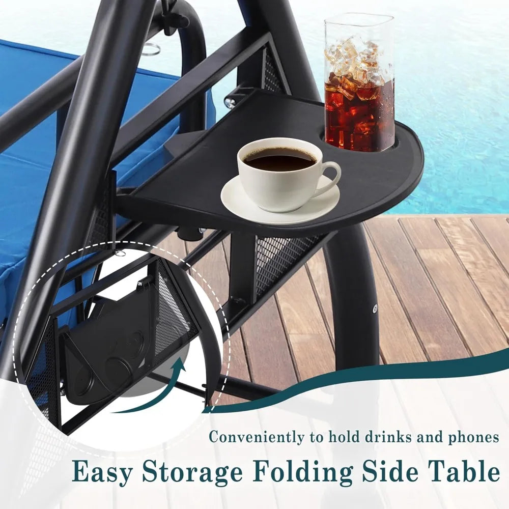 Outdoor Patio Swing With Stand Cushioned Pillows Tray