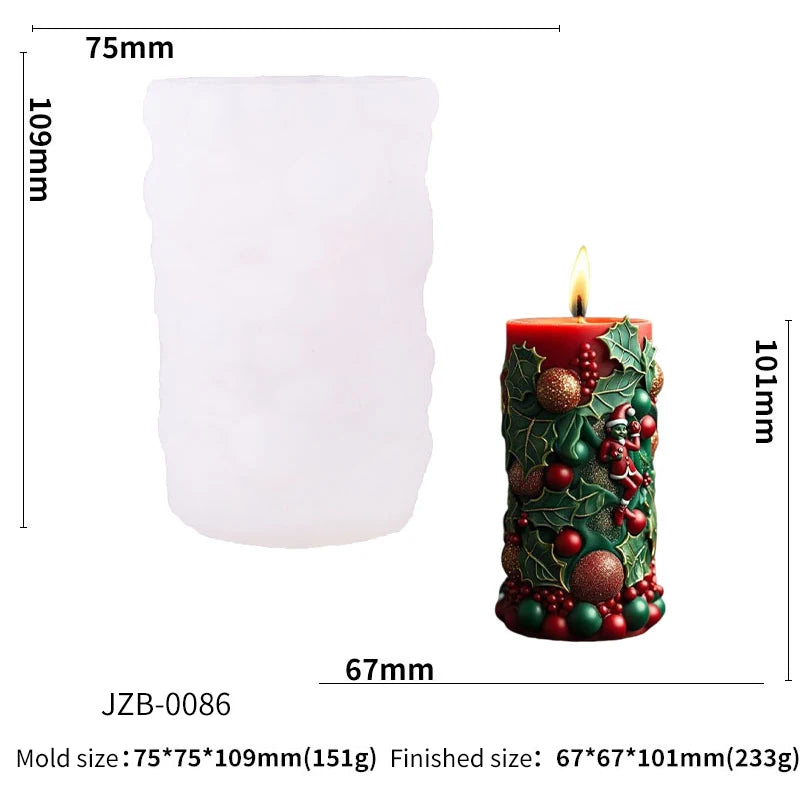 Choice Christmas Silicone Mold Holly Snowflake Snowman Pillar Candle