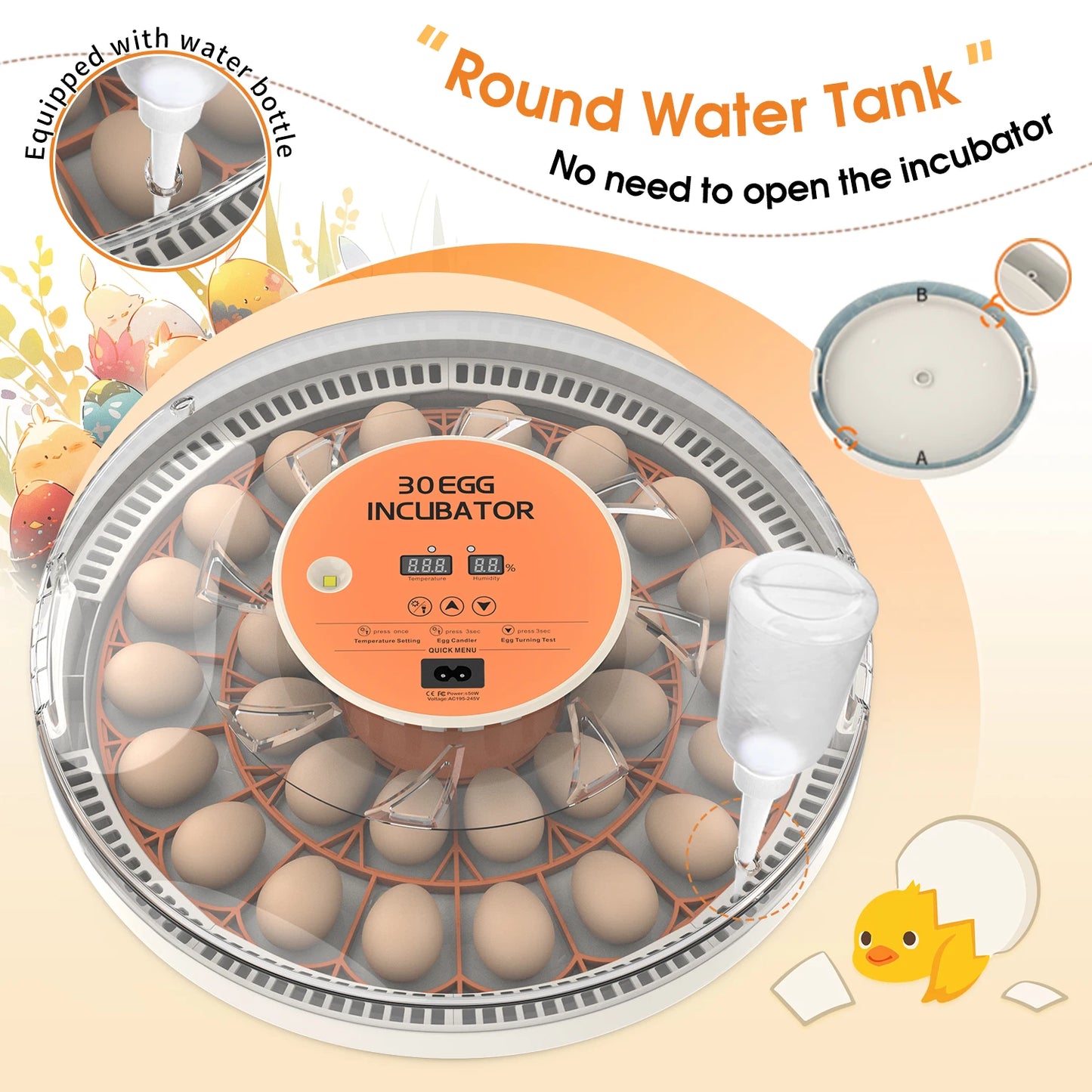 Egg Incubator With Automatic Turning Temperature And Humidity Monitor