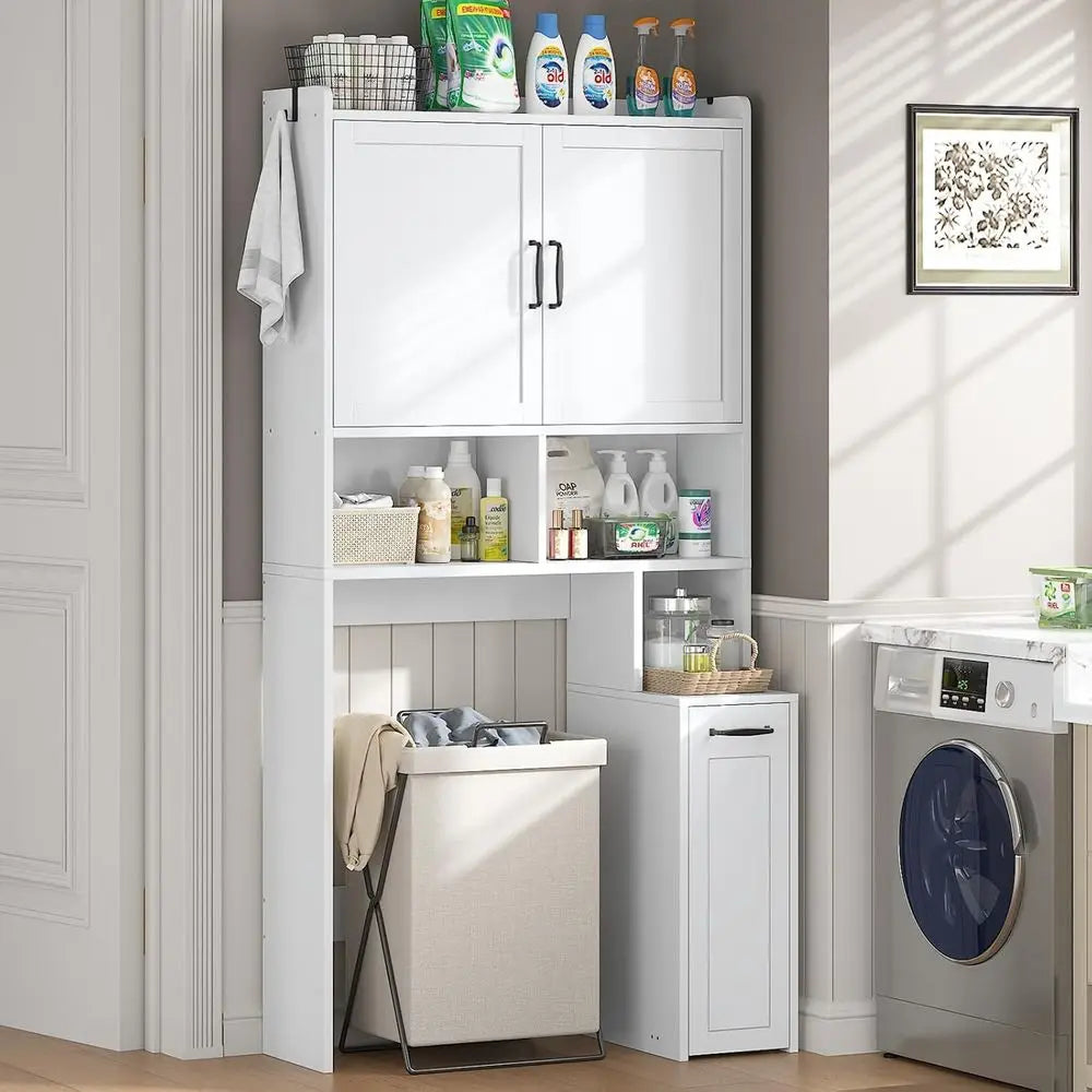 Over The Toilet Storage Cabinet With Pulley Open Shelf And Adjustable