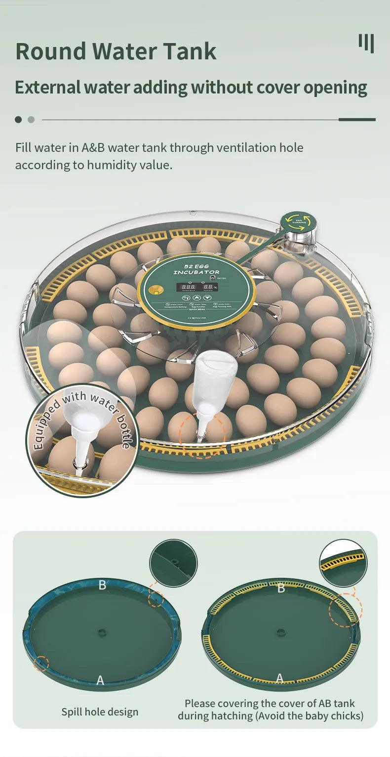 Egg Incubator With Automatic Turning Temperature And Humidity Monitor