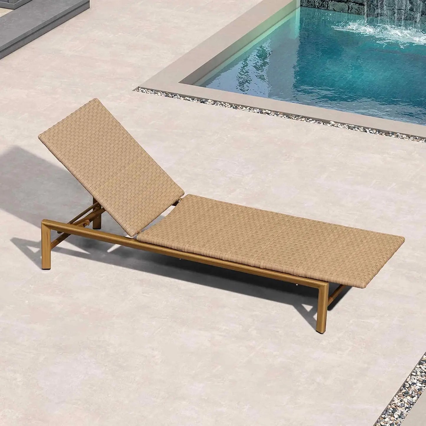 Patio Chaise Lounge Chair Outdoor Wicker Sunbathing