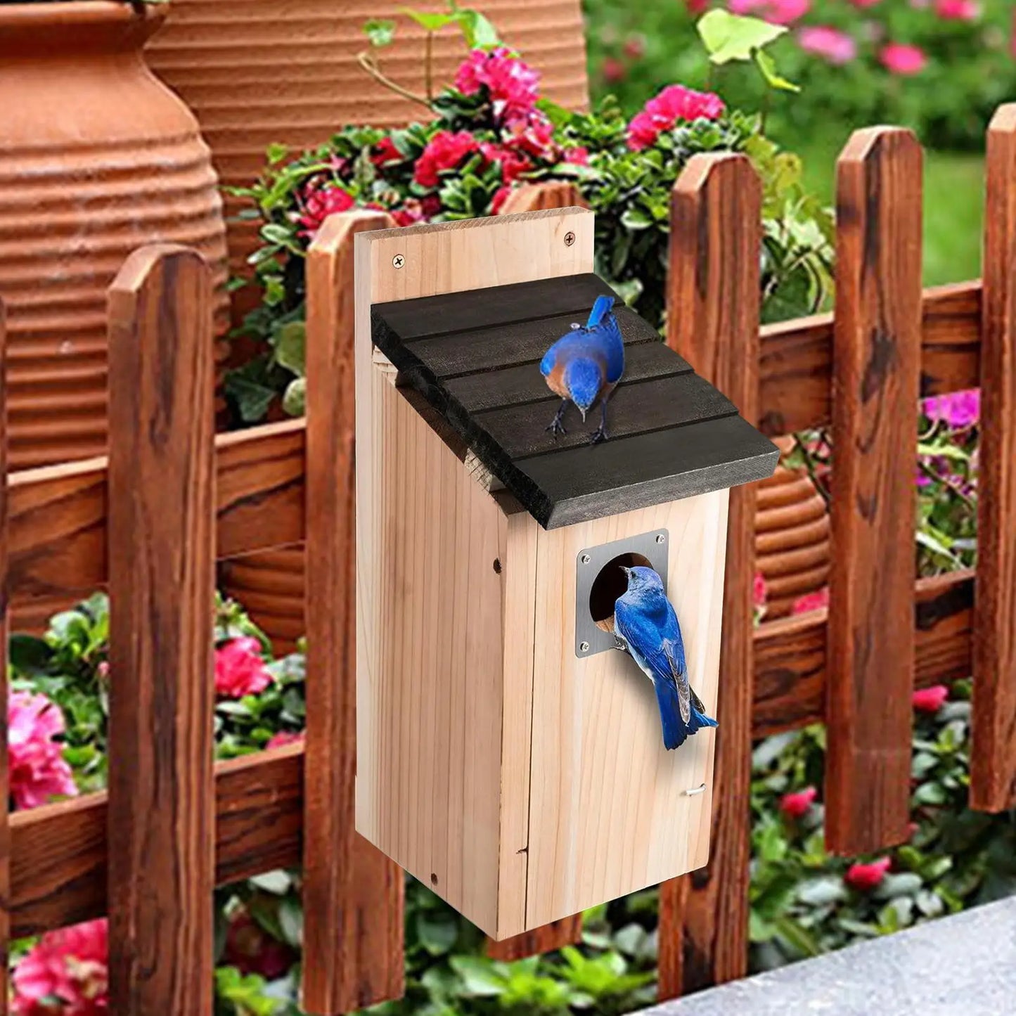 Bird Nest Hangable Hummingbird Nest House for Outside Wooden Waterproof Birdhouse Hut Decoration for Patio Lawn Tree Window