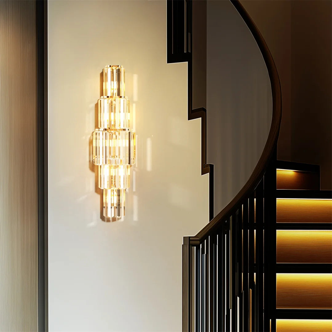 LUVODI Modern Crystal Wall Lamp 3-Layer Sconce Light E14 LED