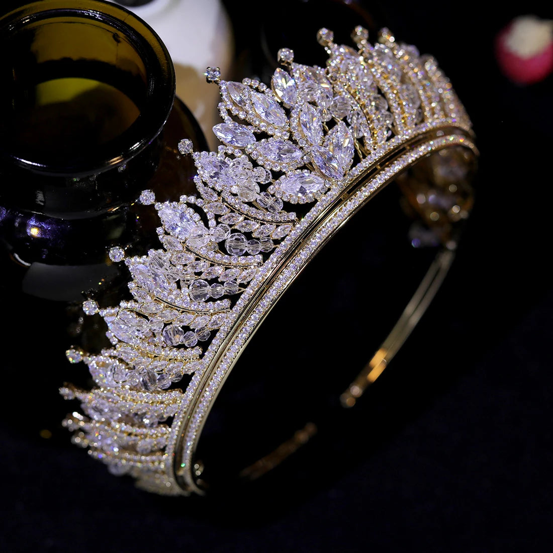 Luxury Zircon Tiara Bridal Gold Crown For Wedding Crystal Headdress Queen Diadema For Pageant Women Party Hair Accessories A1723