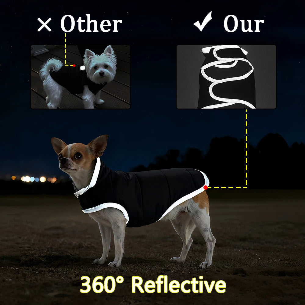 Holapet Reflective Reversible Fleece Pet Coat Waterproof