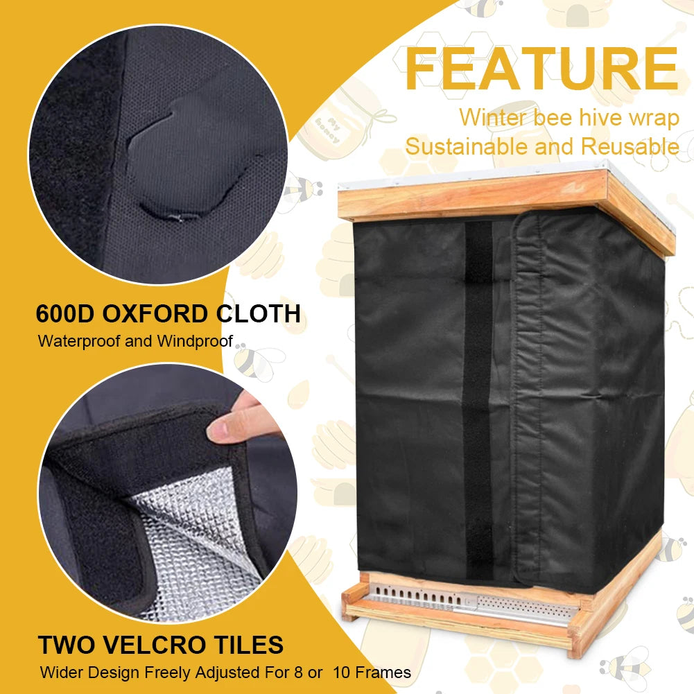 75.2 X 23.5 Inches 600D Oxford Winter Bee Hive Wrap Adjustable Beehive Wrap Bee Hive Insulation Wrap Beekeeping Supplies
