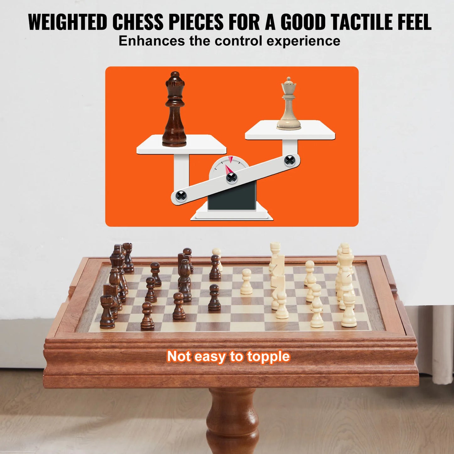 SucceBuy 3 In 1 Wooden Chess Checkers Backgammon Table Set