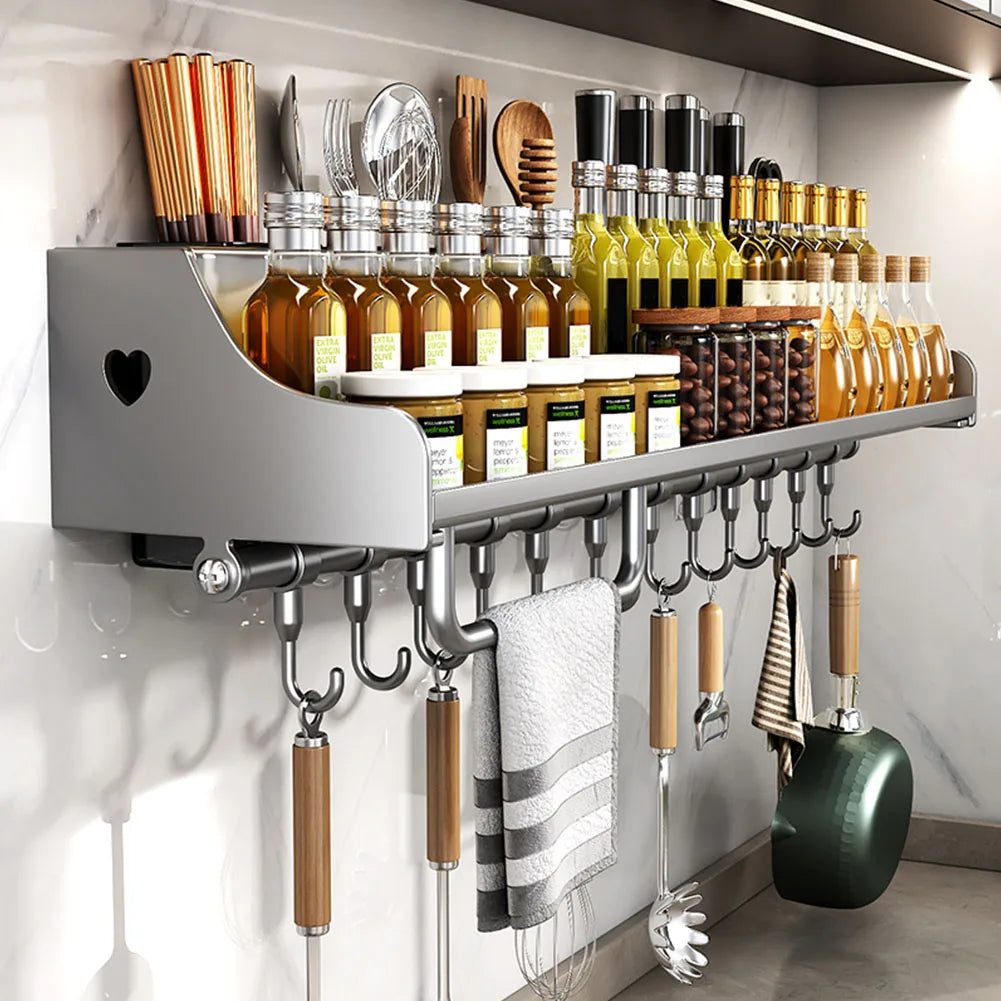 Hign-concerned Hanging Kitchen Storage Rack With 12 Hooks For Spices