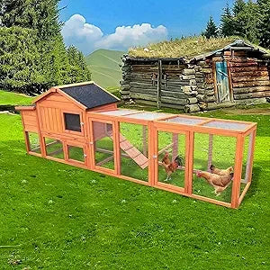 Farm Animals Wooden Chicken Coop With Run Weatherproof Nest Box