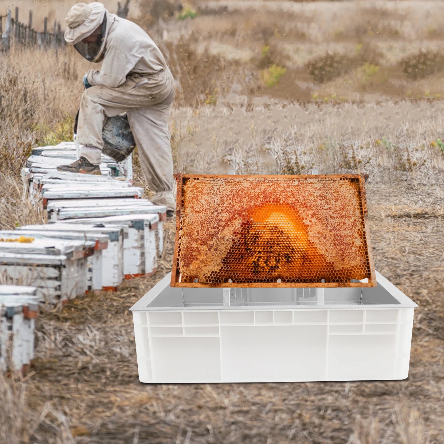 Stainless Steel Honeycomb Uncapping Tray Beekeeping Tools Kit