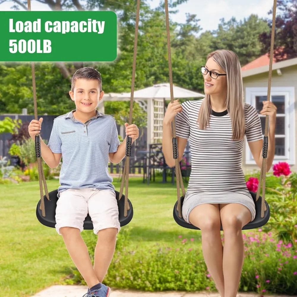 2 Pack Heavy Duty Swing Set With Adjustable Rope For Backyard Playground 500 Pound Capacity Black
