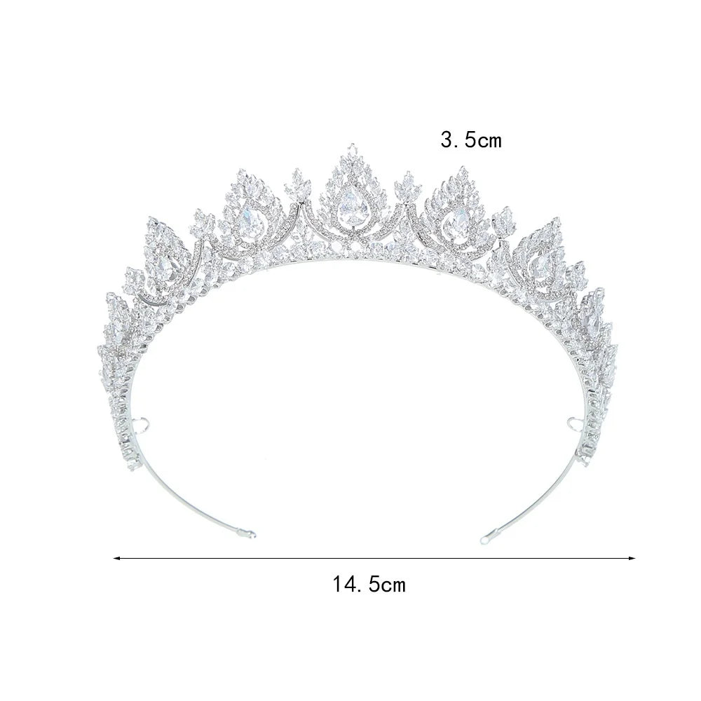 Urbanlife Princess Bridal Tiara With Cubic Zirconia Crown