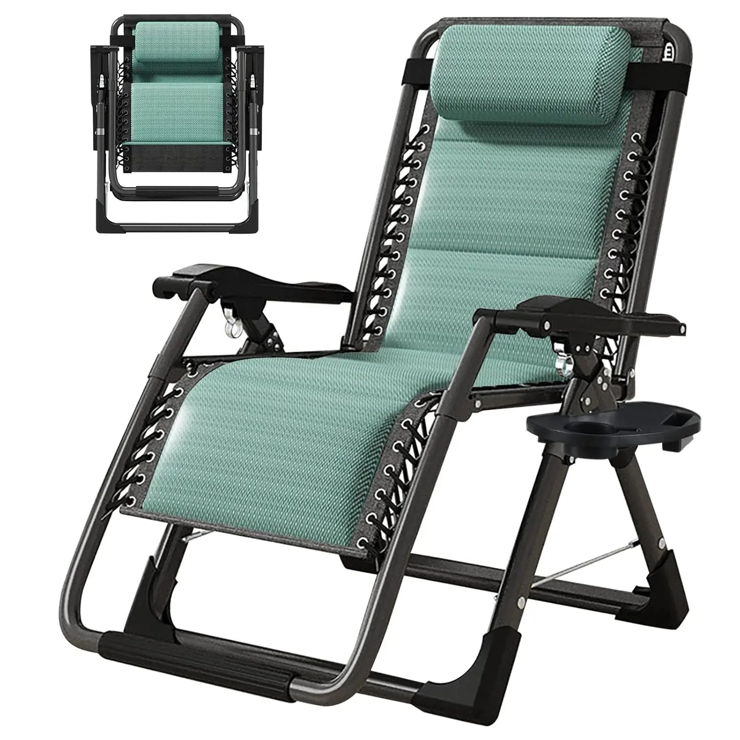 Zero Gravity Folding Recliner Lawn Patio Lounger With Detachable Headrest